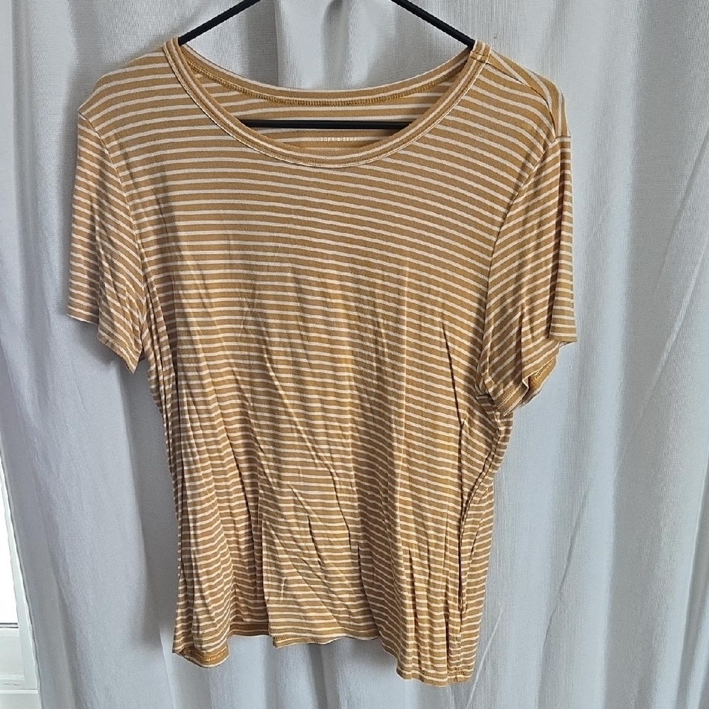 American Eagle Outfitters Mustard and White Striped Tee